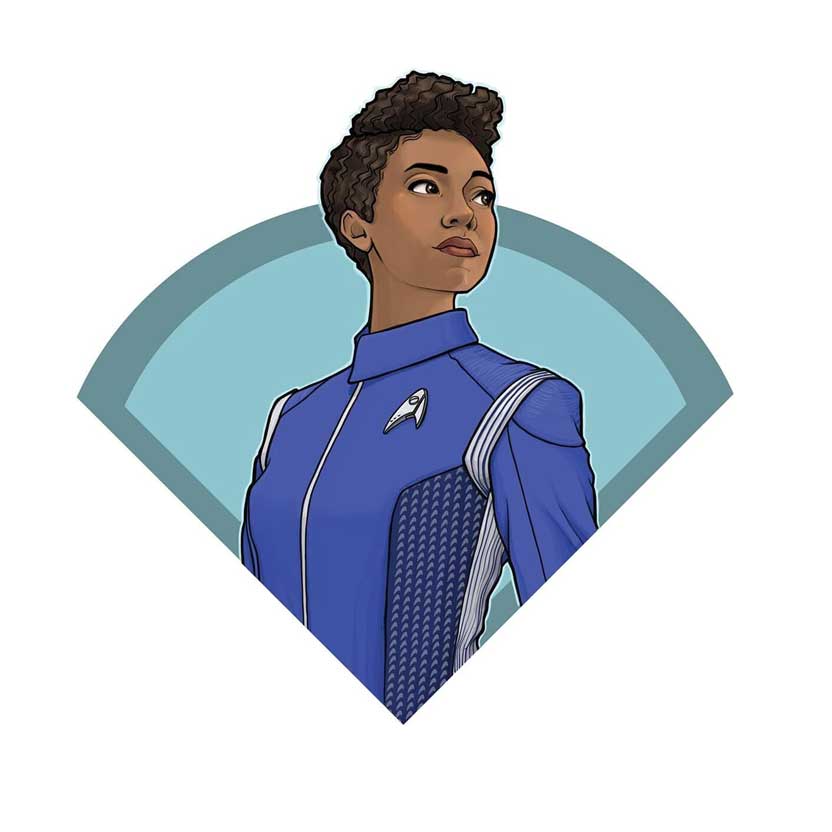 Star-Trek Women Pin Badge Set: Uhura, Troi, Kira, Janeway and Burnham